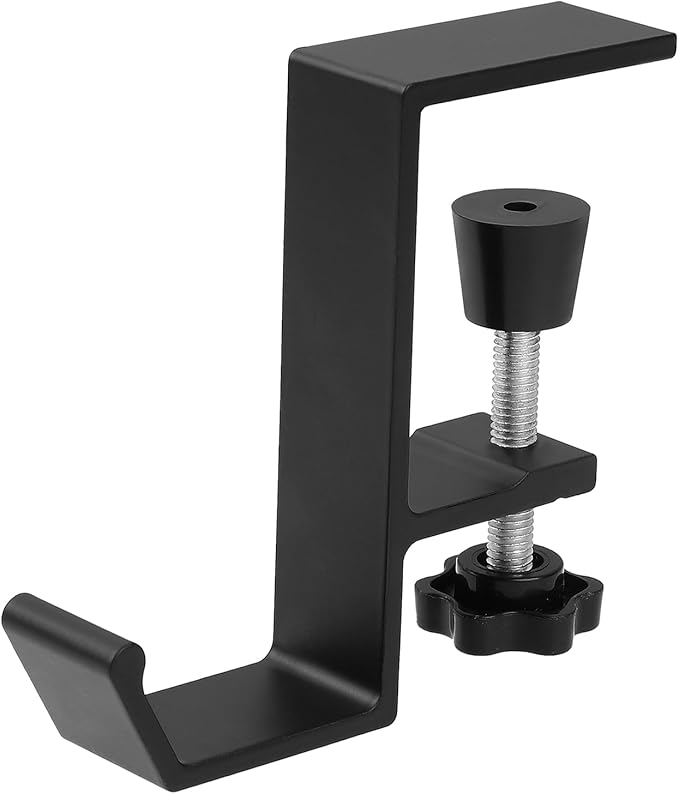 Jeffdad Metal Headphone Hook, Headphone Hanger with Single Hooks, Universal Aluminum Alloy Gaming Headphone Stand Under Desk, Non-Slip Adjustable Desk Headphone Hanger Hook