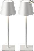 Cordless Table Lamp Rechargeable Lamps: 6000mAh Battery Operated Table Lamp Outdoor Waterproof, Touch Control, Portable Wireless Desk Lamp for Dinner/Bedroom/Restaurant （White2 Pack