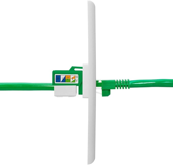 Cmple - RJ45 Keystone Jack 90 Degree Cat5e Keystone Jack Insert Punch Down RJ45 Connectors Female for Wall Plates, Patch Panels, Patch Cables, Ethernet Cables - Green