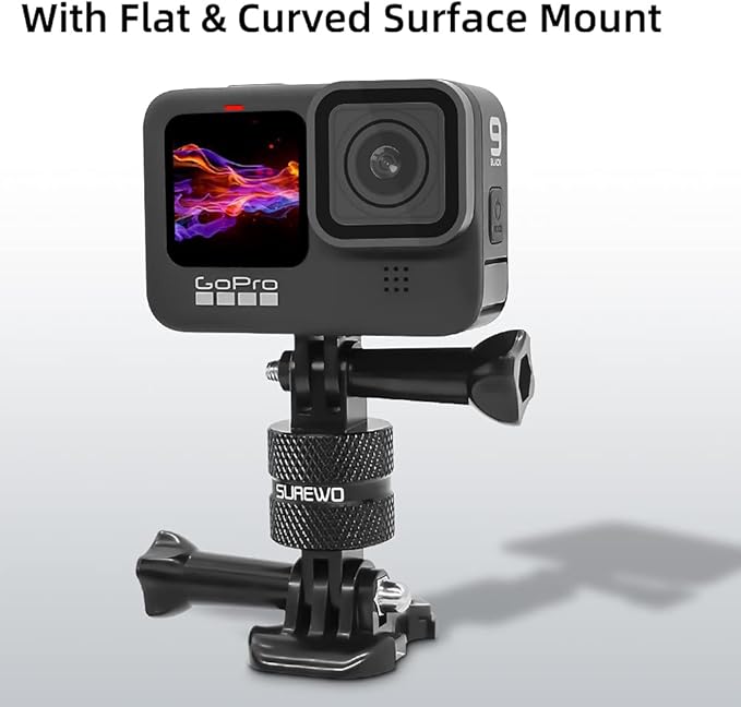 Aluminum 360 Degree Rotation Camera Mount, Metal Bracket Adapter Compatible with GoPro Hero 13/12/11/10/9/8/7/(2018) Black, DJI, Sony and Other Action Cameras