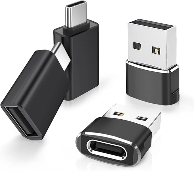 Elebase 4Pack USB to USB C Adapter with Type C Male to 3.0 Female Adaptor,Thunderbolt 4 to Type A OTG Converter for iPhone 16 15 14 Pro Max，Mouse,Keyboard,Samsung S25,iPad,iWatch 10 9,Car,AirPods