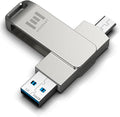 MOSDART 256GB USB3.1 Fast Speed C and A Dual Flash Drive, exFAT Memory Stick with Keychain Loop, for iPhone 15 and 16, Android Phone, iPad, MacBook, Silver