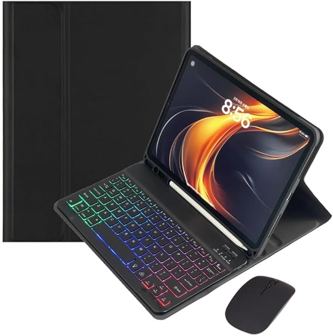 for iPad mini 5th Generation/iPad mini 4 Keyboard Case with Mouse and Rainbow Backlit Detachable Bluetooth Keyboard Cover,Black