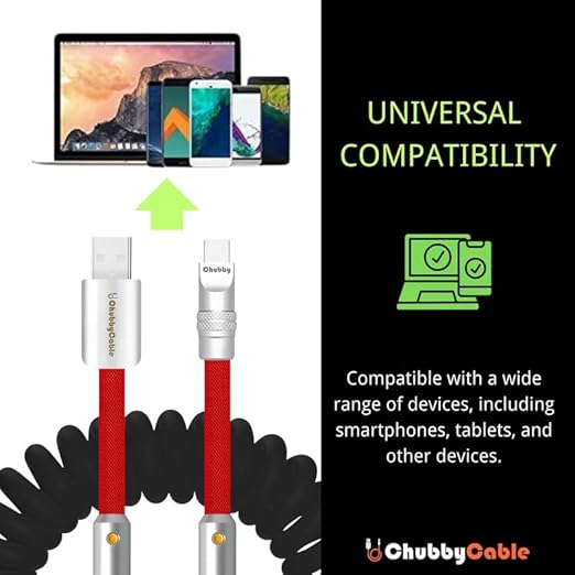 chubbycable Colorblock Chubby - Spring Braided Silicone Charge Cable Coiled USB C Cable Fast Charging Type C Charger Cord for Car, Purple+Pink, USB-A to Type-C, 2.29FT-3.6FT