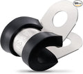 100PCS Cable Clamps 1/4 Inch 304 Stainless Steel Cable Clamps Rubber Coated Cushioned Insulated Cable Clamp,Automotive Wire Clamps,Pipe Clamps,Metal Clamp for Tube,Wire Cord Installation(6mm)