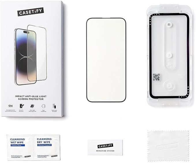CASETiFY Impact Anti-Blue Light Screen Protector [Strengthened 9H aluminosilicate Glass, applicator Included] for iPhone 15 Plus