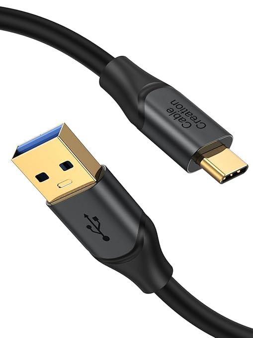 CableCreation USB C to USB A Cable 1FT,USB 3.1 USB 3.2 Gen2 10Gbps USB A to C Data Cable, Android Auto Cord 3A for USB C External SSD MacBook Pro iPad S21, iPhone 16/15 Pro Max Plus,0.3m