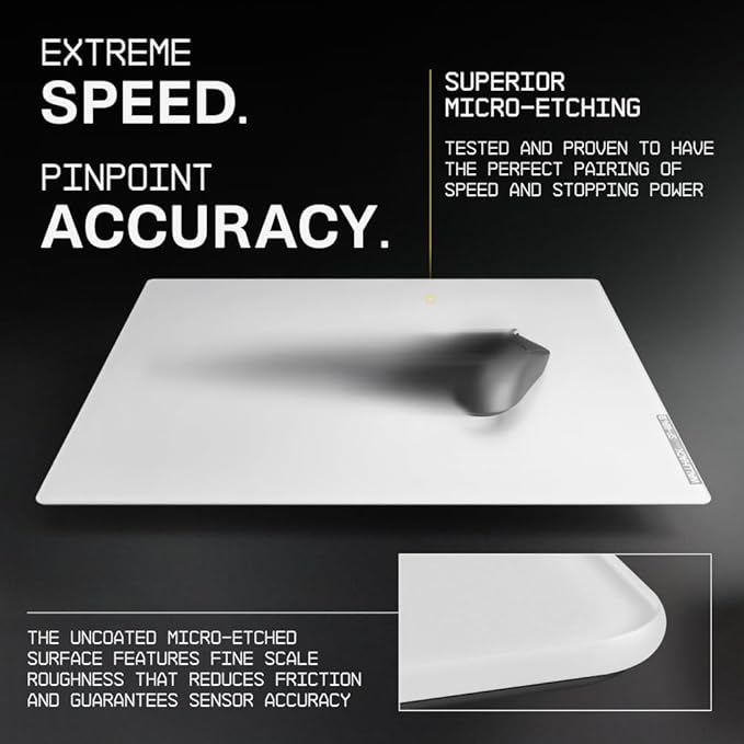 Wallhack 4.0 Glass Gaming MousePad - Professional Esport Mouse Mat with Specialty Surface for Top Speed and Control, Large Tempered Glasspad with Full Silicone Base - (SkyPAD White,XL 16.92" x 19.29")