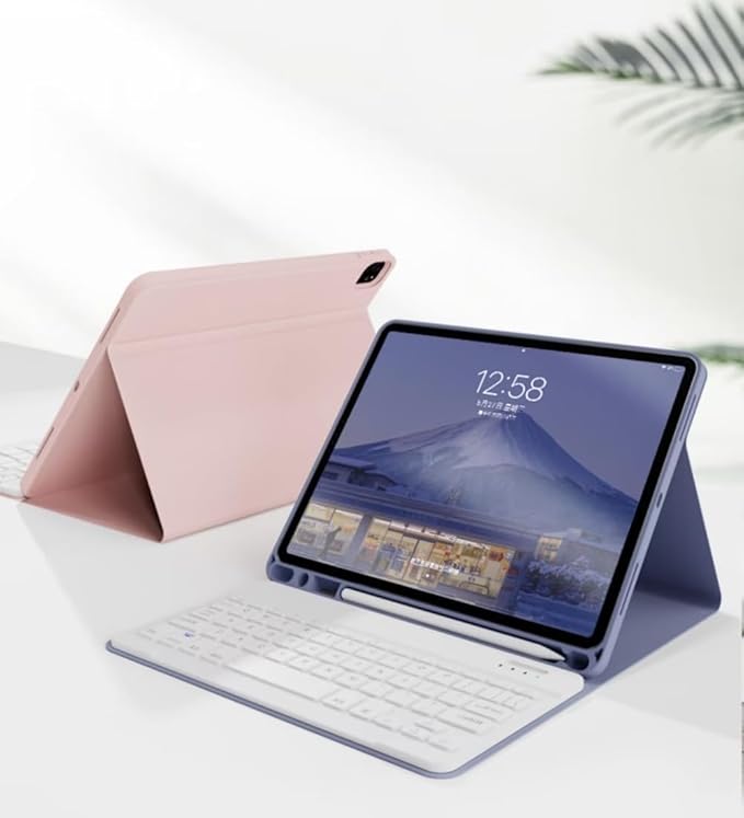Rainbow Backlit Keyboard Case for iPad Pro 13 inch (M4) 2024 with Mouse and 7 Colors RGB Colorful Backlight Magnetic Detachable Bluetooth Keyboard Cover,Misty Blue