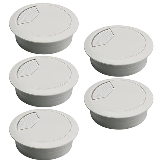 5 Pcs Desk Grommet 2-1/16" / 53 mm, Desk Cord Hole Cover, Cable Grommet ABS Plastic, Desk Hole Grommet for Home & Office Pc, Detachable Adjustable Cable Cord Organizer-Light Grey