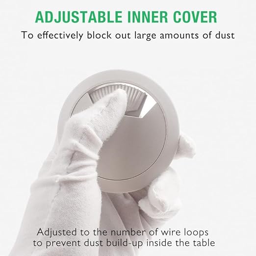 2 Pcs Desk Grommet 2-1/16" / 53 mm, Desk Cord Hole Cover, Cable Grommet ABS Plastic, Desk Hole Grommet for Home & Office Pc, Detachable Adjustable Cable Cord Organizer-Light Grey