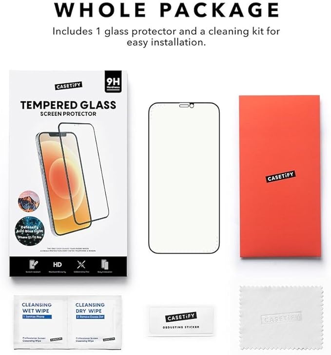 CASETiFY Impact Anti-Blue Light Screen Protector [Tempered Glass] for iPhone 13/13 Pro/14