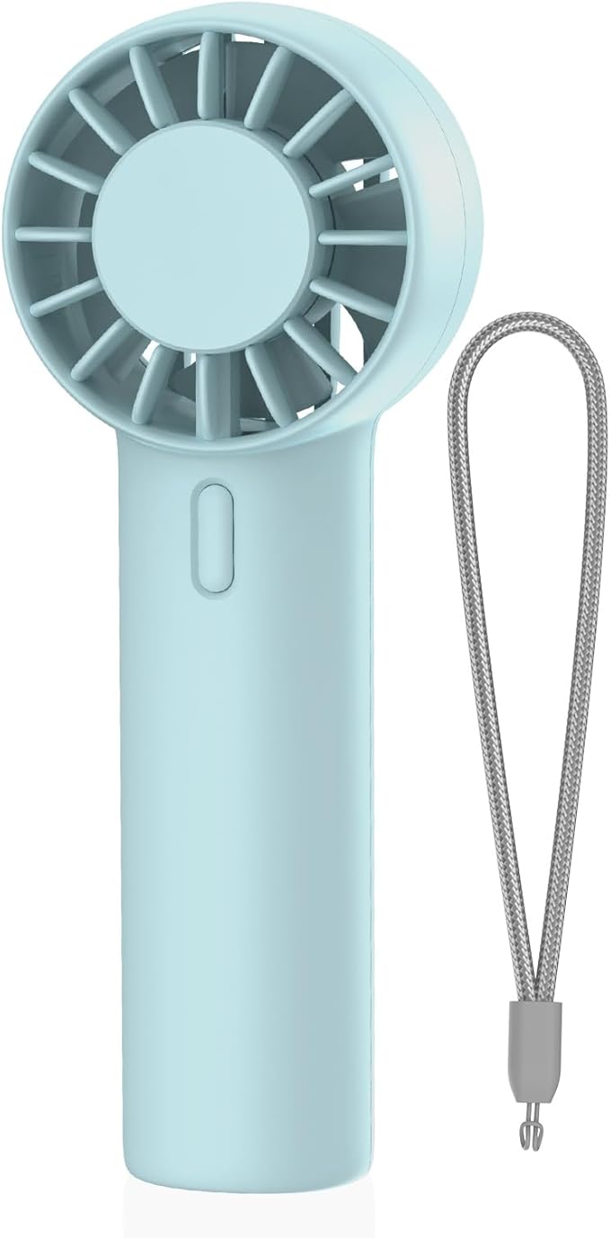 Mini Portable Fan, USB Personal Handheld Fan with 3-Speed Cooling Wind Rechargeable Battery Operated Mini Pocket Design for Desktop/Travel/Outdoor/Vacation/Concerts/Lash Makeup-Blue