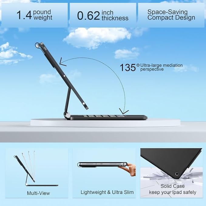 for iPad 9th Generation Case with Keyboard,Magic Style Keyboard Case for iPad 9th/8th/7th Gen 10.2 inch - Floating Cantilever Magnetic Stand Multi-Touch Trackpad (Black)