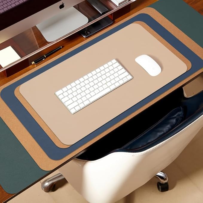 Cork Desk Mat - Small Dual-Sided Desk Pad for Office and Home - Desk Organization and Accessories - Ideal for Large Mouse Pad and Small Desk Mats on Top of Desks(Black,23.6"x 13.8")