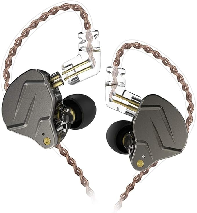 KZ ZSN Pro in-Ear Wired Headphones Noise Cancelling Earbuds with Deep Bass,Clear Sound and Ergonomic Custom-Fit Earpieces (S/M/L), 3.5mm Jack for Phones and Laptops(Grey Without Mic)