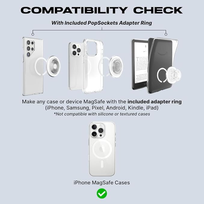 PopSockets Phone Grip for MagSafe with Kickstand, Magnetic Stand, Swappable Top, Secure Hold for iPhone MagSafe Cases, Phone & Tablet Grip, Cute PopSockets - Translucent He Loves Me Not