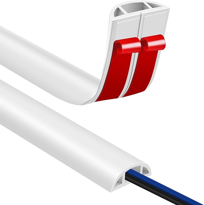 Floor Cord Covers for Wires 12FT Cable Hider Wire Cover Self Adhesive Cord Hider Floor for Offices, Homes, Workshops, Warehouses Cable Cavity 0.39" W x 0.27" H