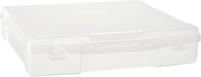 12” x 12” Plastic Scrapbook Storage Case by Simply Tidy - Portable Case for Documents, Papers, Sewing, Crafts - Clear, Bulk 12 Pack