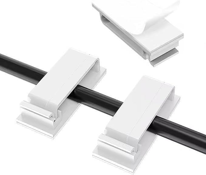 50 pcs 50 PCS Self Adhesive Cable Clips(L), Outdoor Light Clips, White Cord Wire Clips, 5.3 cm Nylon Cord Wall Finisher Wire Clamp for Home, Car, Office Desk Wire Management (White, L-50 PCS)