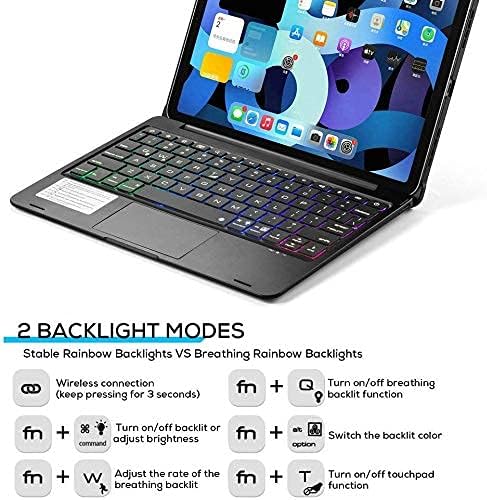 Touchpad Keyboard Case for iPad (A16) 11th Gen 2025/iPad 10th Generation 2022, Backlit Trackpad Keyboard Folio Smart 360° Rotatable Stand Cover with Pencil Holder, Black