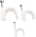 Pro-Grade, Cable Clips with Steel Nails 5mm, 7mm, 9mm Wire Holders and Tacks 100 Per Size. Durable, Easy Install, UV Resistant Plastic Clips to Organize Coax, Ethernet, Cat5, Cat6 and Other Cords.