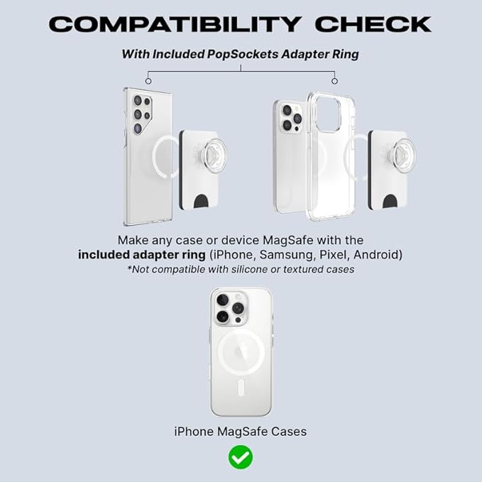 PopSockets Phone Wallet with Expanding Grip and Adapter Ring for MagSafe, Phone Card Holder, Wireless Charging Compatible, Wallet Compatible with MagSafe, Cute PopSockets - Latte