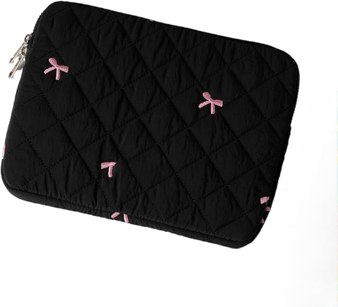 Cute Bow Graphic Carrying Laptop Bag Y2K Preppy Laptop Sleeve Case Bag Kawaii Pad Computer Protect Case Pouch (13-14 inch,Black)