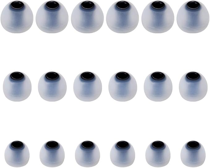 Earbud Tips Soft Silicone Earbuds Replacement Tips Fit for in-Ear Headphones(Inner Hole from 3.8mm - 4.0mm Earphones) 9 Pairs S/M/L,Gray/Black