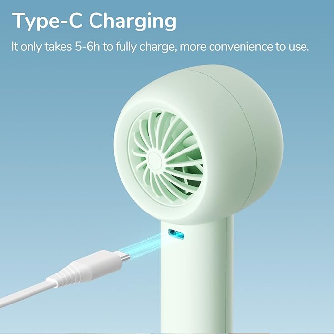 JISULIFE Mini Portable Fan-Bladeless Safe Design, Powerful Turbo Handheld Fan with 5 Speeds, 16Hrs Max Cooling Time，USB Rechargeable, Small Pocket for Travel/Lash, Gifts For Girls/Women