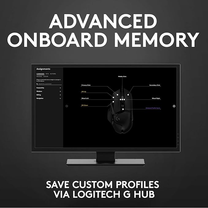 Logitech G502 HERO High Performance Wired Gaming Mouse, HERO 25K Sensor, 25,600 DPI, RGB, Adjustable Weights, 11 Buttons, On-Board Memory, PC/Mac