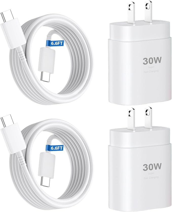 30W Phone 16 15 Charger Fast Charging,USB-C Wall Fast Charger Block Adapter with 6.6Ft USB C to C Fast Charging Cable Cord for Phone 16 15 Pro/16 15 Pro Max/15 Plus,Pro 12.9,Samsung Galaxy S24 Ultra