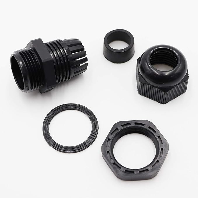 PENGLIN Cable Glands NPT Nylon Cable Connector, Strain Relief Cord Connector, IP68 Waterproof Adjustable Locknut(1/4" 1/2" 3/4" 1" Glands Combo(16-Pack))
