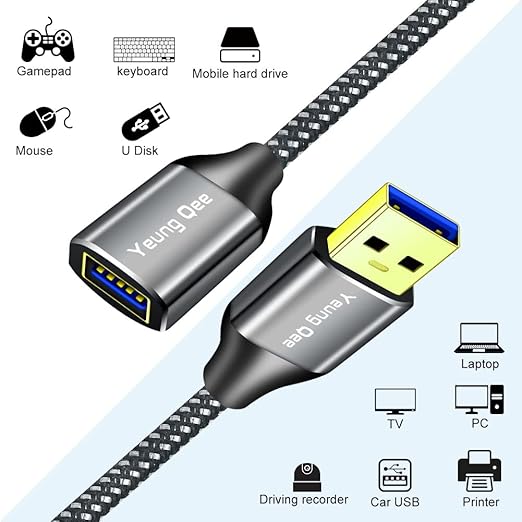 USB 3.0 Extension Cable 12 ft,5Gbps High Speed USB 3.0 Type A Male to Female Extension Cord,USB Extension Lead Compatible with USB Flash Drive, Hard Drive, Card Reader,Scanner,Keyboard (12FT)