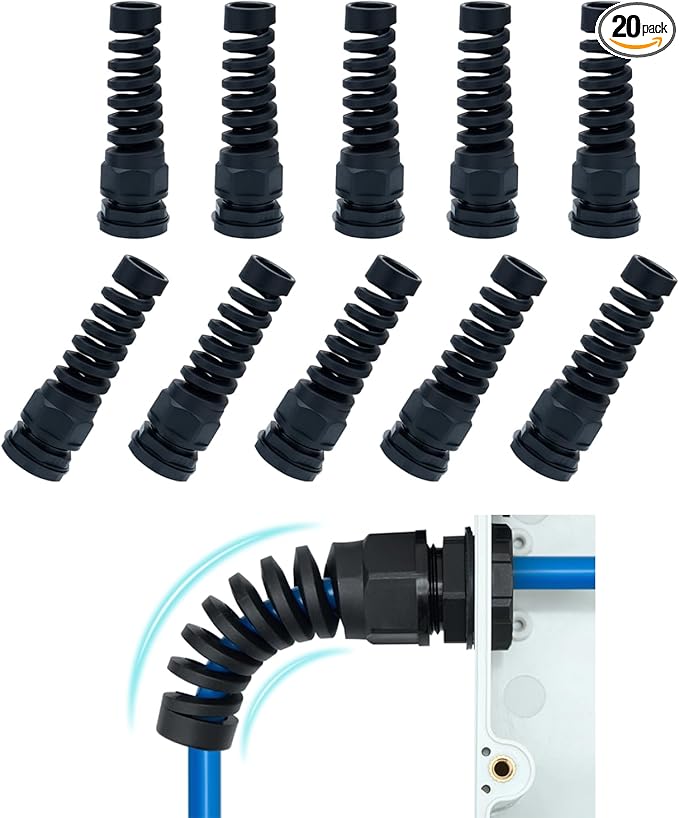 10 Pack Black Nylon Cable Gland, NPT 1/2" Thread, Made of PA66 Material, High Wear Resistance and Chemical Resistance (Black, PG21(10Pcs))