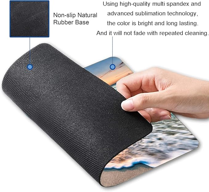 Beach Sunset Washable Square Waterproof Cute Gaming Office Laptop Mousepad - Non-Slip Rubber Computer Mouse Pad for Wireless Mouse, Personalized for Desk