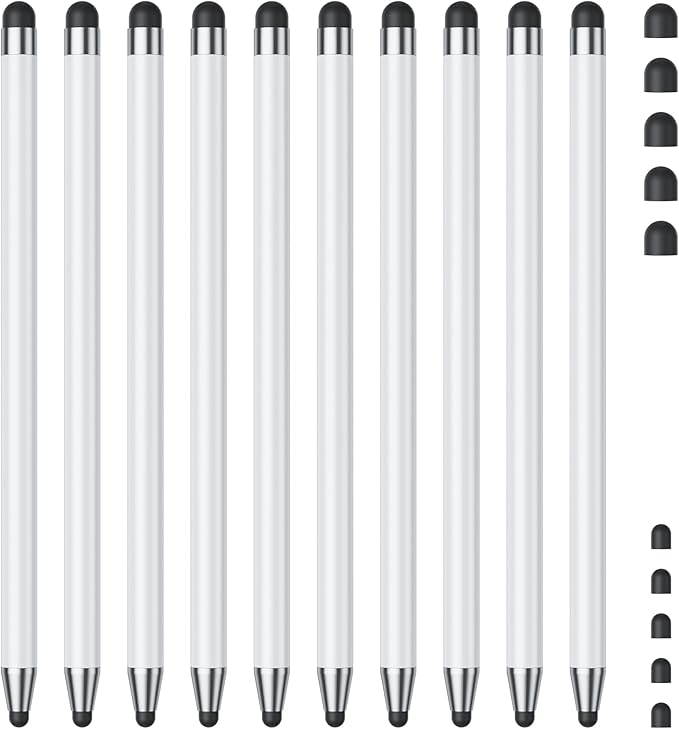 Stylus (10Pcs), Stylus Pen for Touchscreen, High Precision and Sensitivity Stylus Pen for iPad/iPhone/Samsung/Android Smartphone and Tablets, Compatible with All Capacitive Touch Screen (White)