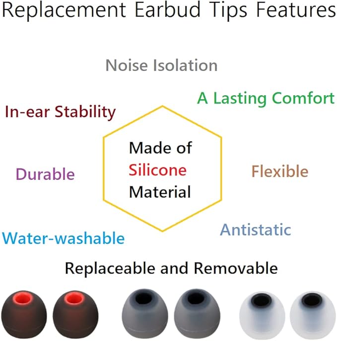 Earbud Tips Earbud Replacement Pieces Silicone Soft and Comfortable Compatible - Image 6