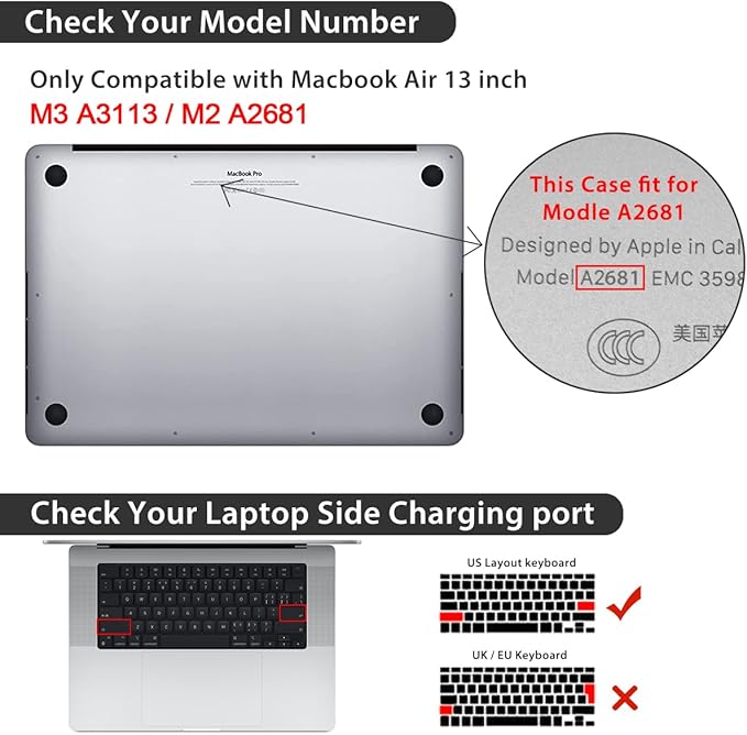 Compatible with MacBook Air 13.6 inch Case 2025 2024 2023 2022 Release M4 A3240 M3 A3113 M2 A2681 with Touch ID, Plastic Hard Shell Case&Keyboard Cover&Screen Film&Webcam Cover, Cassette Tape