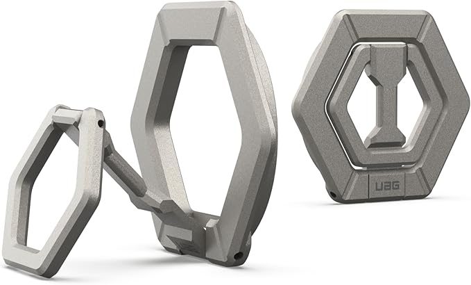 URBAN ARMOR GEAR UAG Magnetic Phone Ring Stand Compatible with MagSafe Magnet, Removable Metal Finger Ring Grip & 360 Rotation Adjustable Kickstand for iPhone 16/15, Galaxy S25, S24, Titanium