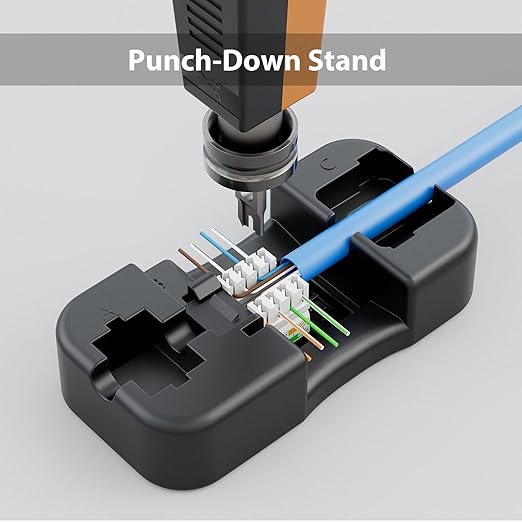 Iwillink 10Gbps Cat6 Keystone Jack RJ45 Modular Ethernet Jack Insert, Punch Down Adapter 25-Pack with Stand, Black