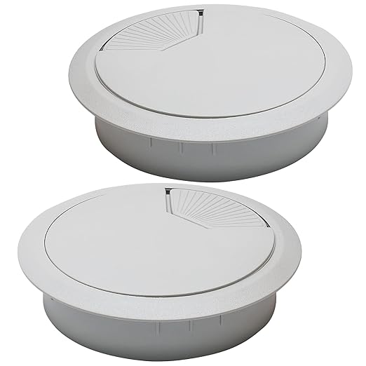 Desk Grommet 3-1/8" (80 mm), Desk Cord Hole Cover, Cable Grommet ABS Plastic, Desk Hole Grommet for Office and Home Table Cable, Detachable Adjustable Cable Cord Organizer (Light Grey 2 Pcs)