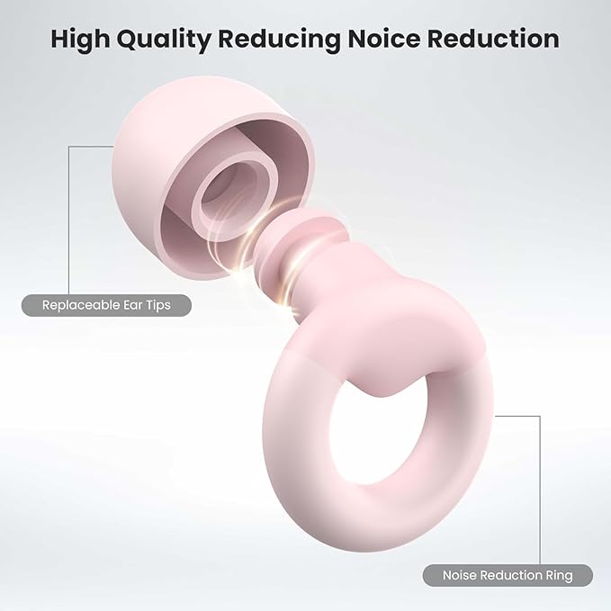 Ear Plugs for Sleeping, 2 Pairs of Reusable Earplugs for Noise Reduction 25dB-30dB with 8 Ear Tips, Soft Hearing Protection Ear Plugs for Concert,Noise Sensitivity, Study & Work