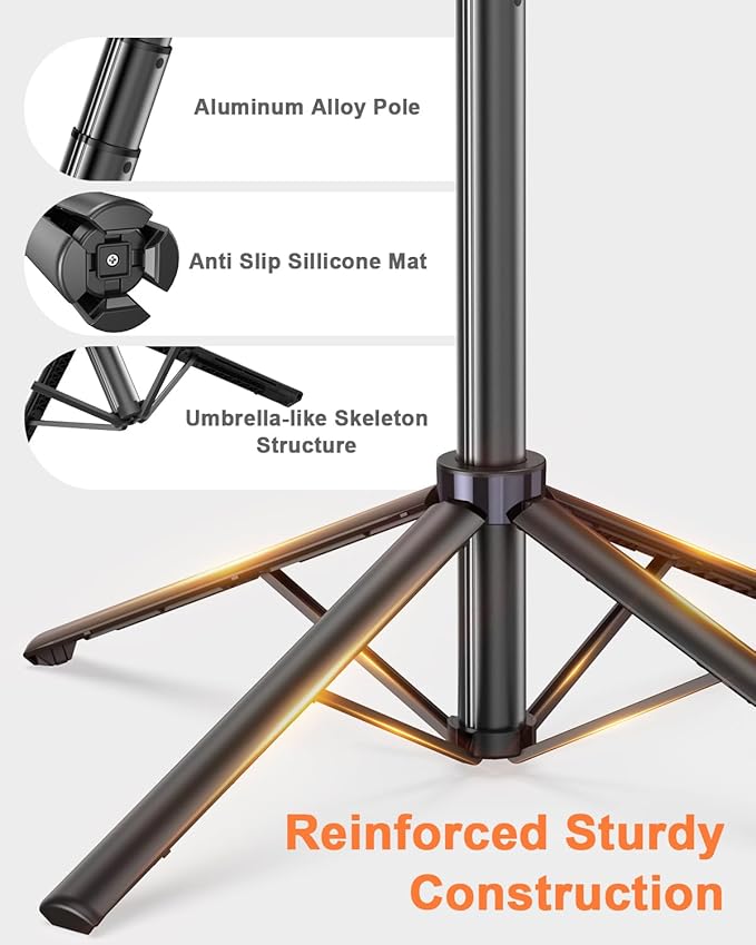 71” Auto Face Tracking Tripod for iPhone with Light,360° Rotating Phone Stand with Rechargeable Remote Control for TikTok Vlog Video Recording, Phone Tripod for Android Camera/GoPro/Ring Light