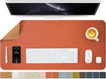 Cork Desk Mat - Dual-Sided Desk Pad for Office and Home - Desk Organization and Accessories - Ideal for Large Mouse Pad and Desk Mats on Top of Desks(Orange,36"x 17")