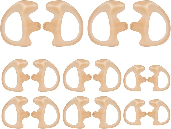 Silicone Replacement Earmold for Motorola/Baofeng/Retavis Radios - Police Walkie Talkie & Law Enforcement Soft Earpiece Inserts (8 Pair, Flesh - 2L/4M/2S)