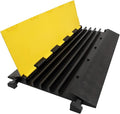 CXRCY Cable Ramp 1 Pack of 5 Channel PVC Rubber Cable Protector,18000lbs Capacity Heavy Duty Speed Bumps Hose Cord Channel Protector Ramps for Wire/Hose/Pipe Hider Driveway Outdoor
