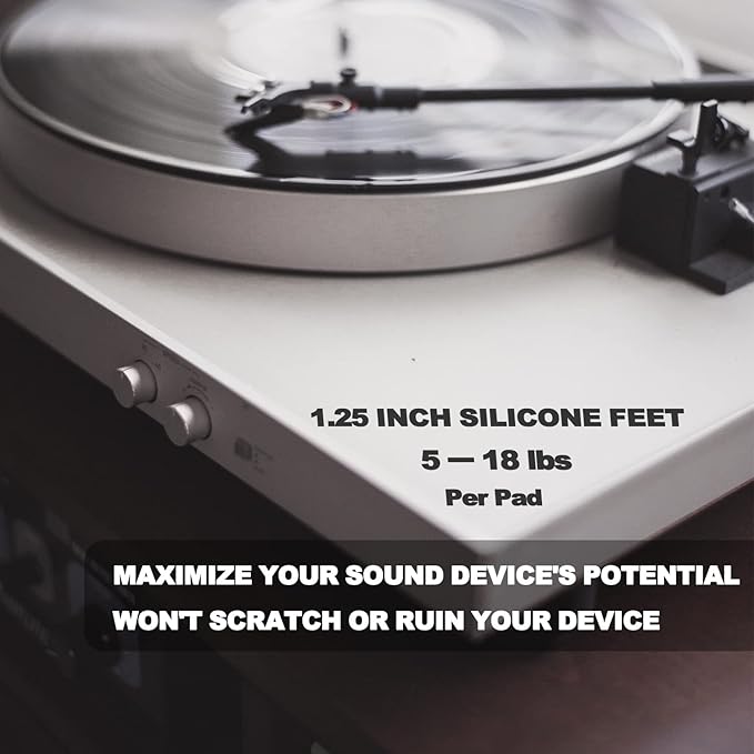1.25" Silicone Hemisphere Bumpers Isolation Feet Rubber Non-Skid Speaker Pads with Adhesive Record Player Isolation Pads for Small Speaker Spikes,Turntable,Amplifiers, Subwoofer,Monitors,Decks 16 PCS
