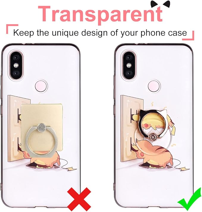Cat Phone Ring Holder - EI Sonador Clear Cell Phone Ring Holder Transparent Stand Finger Grip (2 Silver Cat)