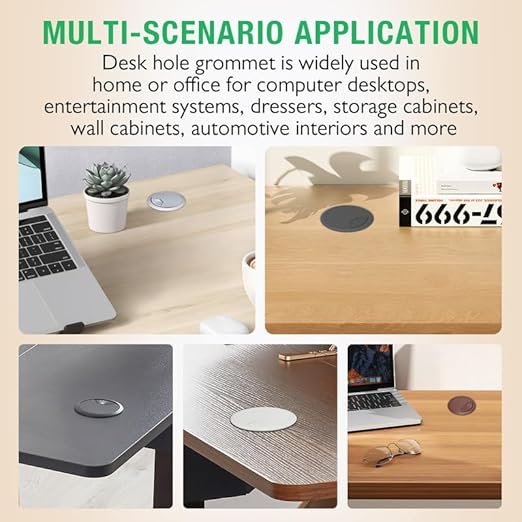 5 Pcs Desk Grommet 2" / 50 mm, Desk Cord Hole Cover, Cable Grommet ABS Plastic, Desk Hole Grommet for Home & Office Pc, Detachable Adjustable Cable Cord Organizer-Reddish Brown